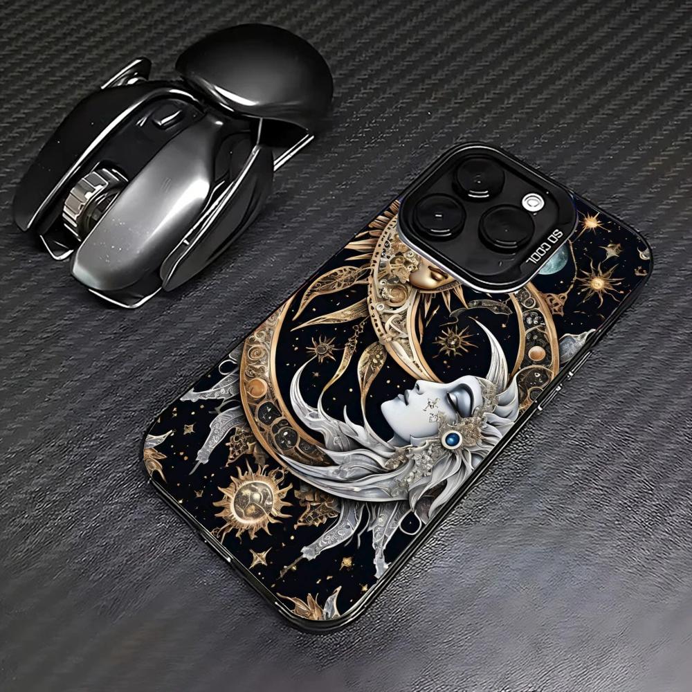 Retro Star Moon Pattern Phone Case Suitable for iPhone 17 16 15 14 13 12 11 Pro/Max/Plus Anti Drop and Anti Shock Back Cover