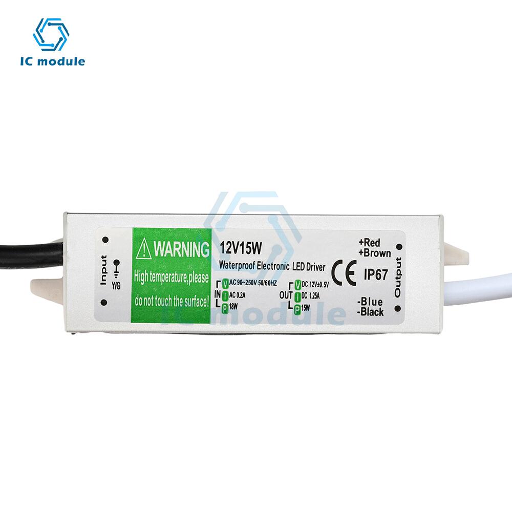 Waterproof Power Supply IP67 AC 90-250V to DC 12V LED Driver 10W 15W Switching Power Supply for LED Strip Lights