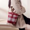 Red bag with a high-end feel, bucket bag for women, niche houndstooth pattern shoulder bag, vintage and stylish wedding bag, bridal gift for women