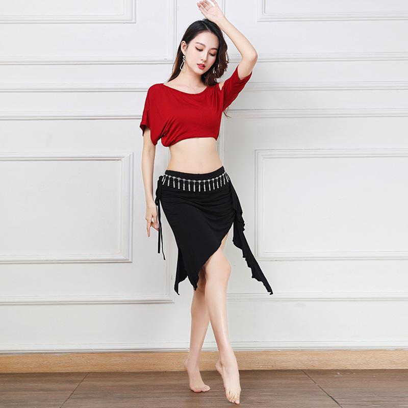 

Весенне-летняя модель 2023 года большого размера, модальный тренировочный комплект для танца живота с рукавами «летучая мышь» и юбкой S