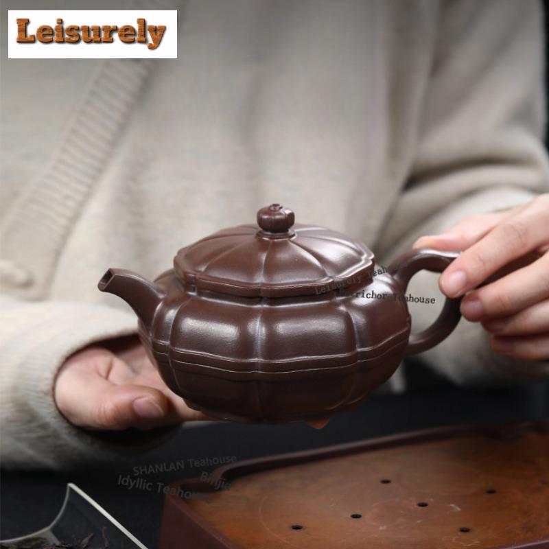 111ml Yixing Purple Clay Teapots Master Handmade Antique Pot Raw Ore Purple Mud Tea Brewing Kettle With Infuser Zisha Tea Set