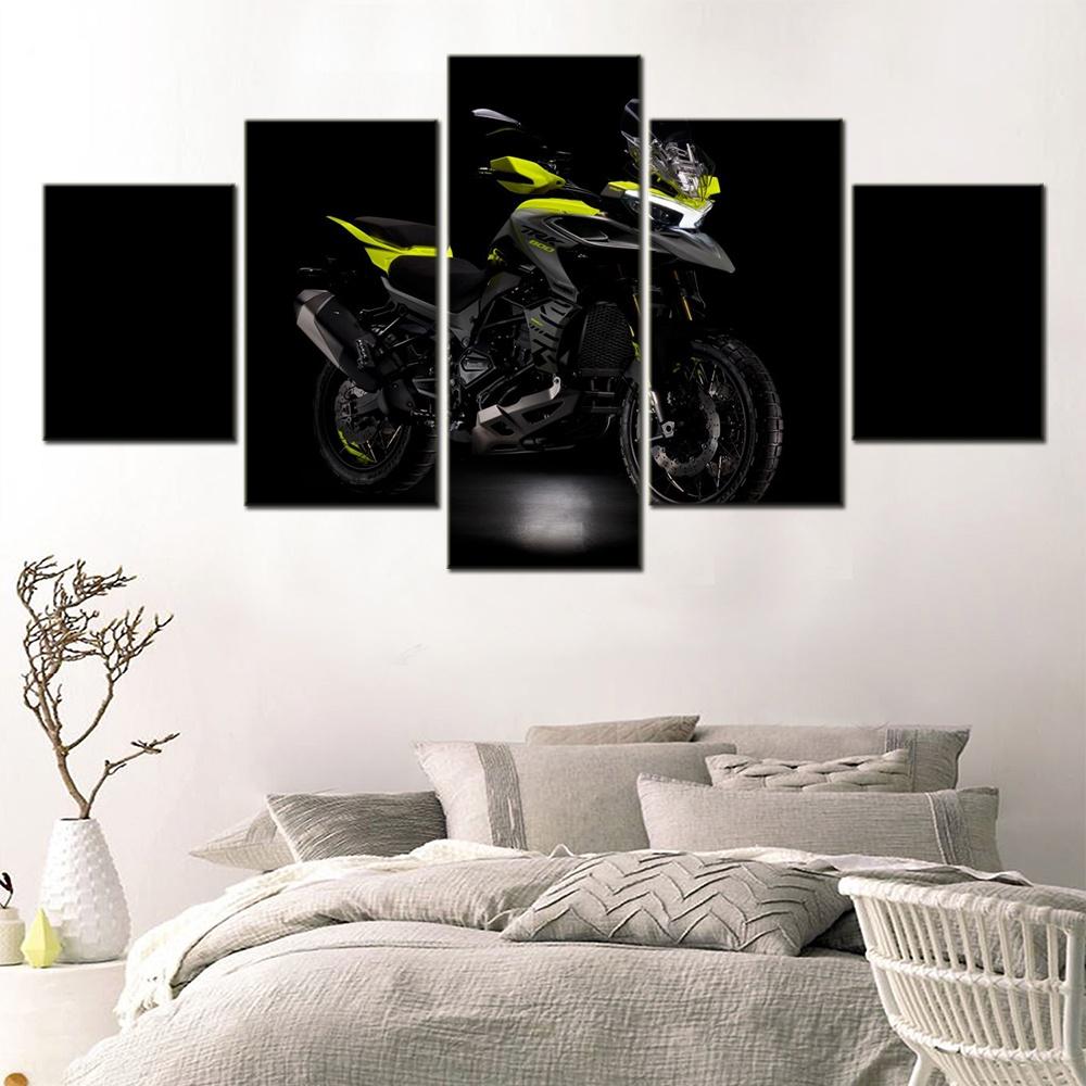 5 Pieces Wall Arts Canvas Bike Poster Painting Black Dark TRK 800 Adventure Motorcycles Wallpaper Home Decor Picture Living Rom