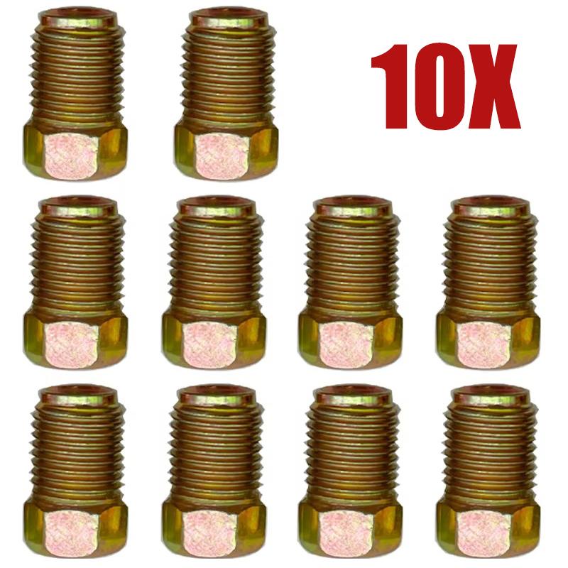 10 шт. 10 мм x 1 мм Резьбовые гайки-болты для короткой тормозной трубки, наружная резьба, для фитинга тормозной трубки 3/16 , с обратным развальцовыванием, метрическая соединительная гайка