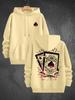 Poker Ace of Spades print hooded sweater, men's and women's loose pullover