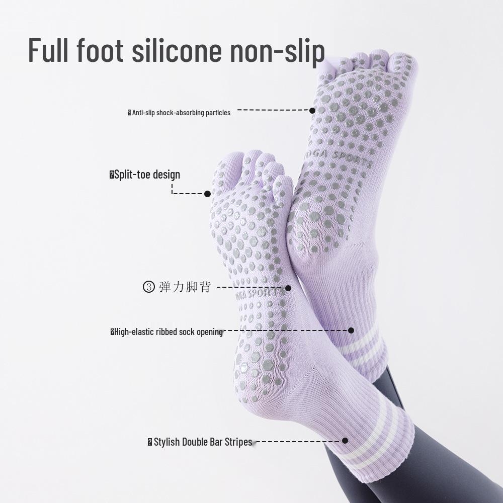 Women's Non-Slip Five-Finger Mid-Calf Yoga, Pilates, & Fitness Compression Socks