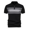 Men's Korean-Style Casual Striped Thin T-Shirt Versatile Lapel Half-Zip Short-Sleeve Polo Shirt