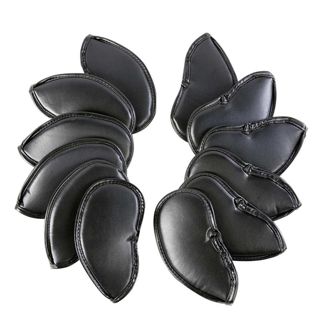 12 Pieces Golf Iron Headcover Club Head Covers Premium PU Leather Waterproof Cover