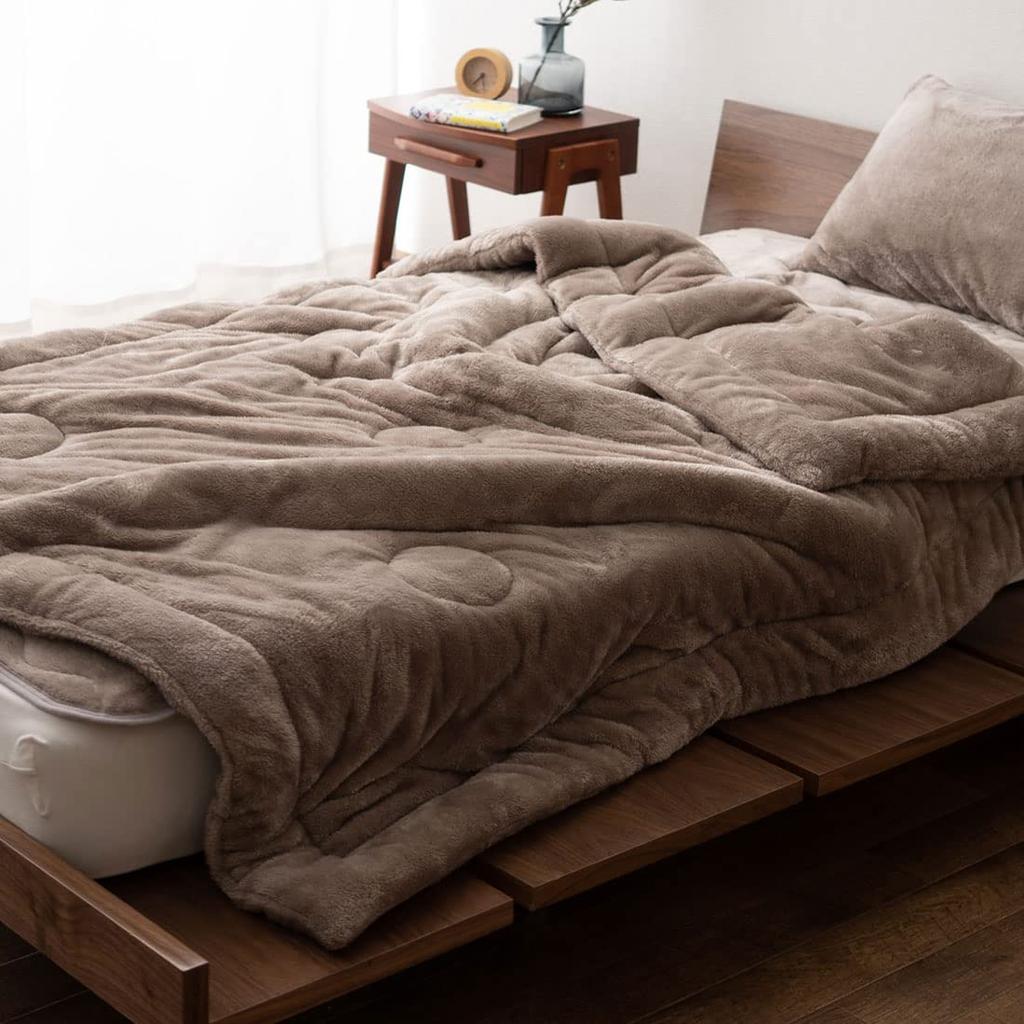 EMOOR Ultra Warm Blanket, Single, Greige, EMOOR Heat Plus, Washable, Heat-Generating Material, 87.2% Heat Retention