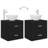 Bathroom Furniture Set 2 Pcs Black Oak Wood Based Material