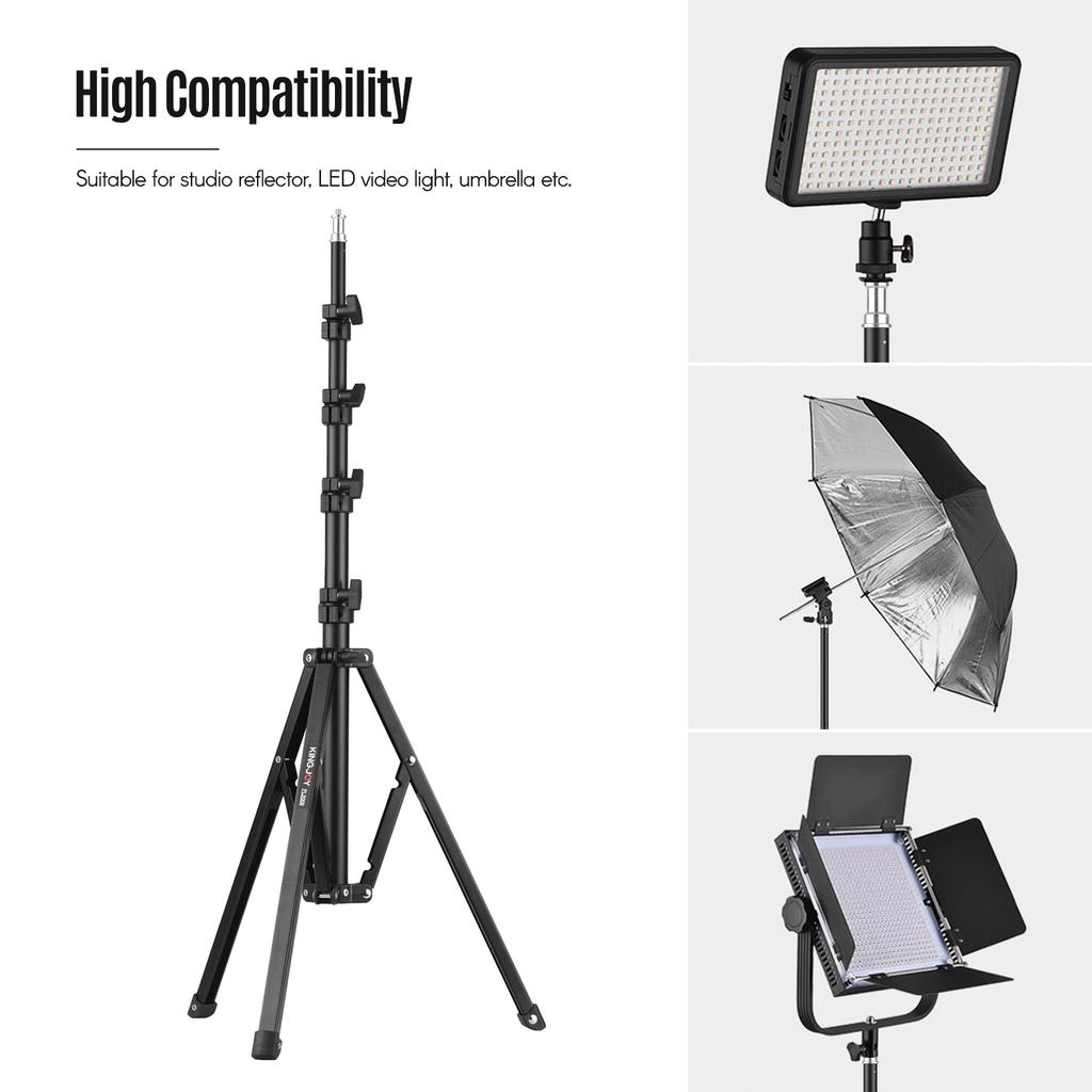 KINGJOY FL2009 Adjustable Metal Tripod Light Stand 10kg 22lbs Load Capacity 1 4 Inch Screw Max. Height 182cm 6ft for
