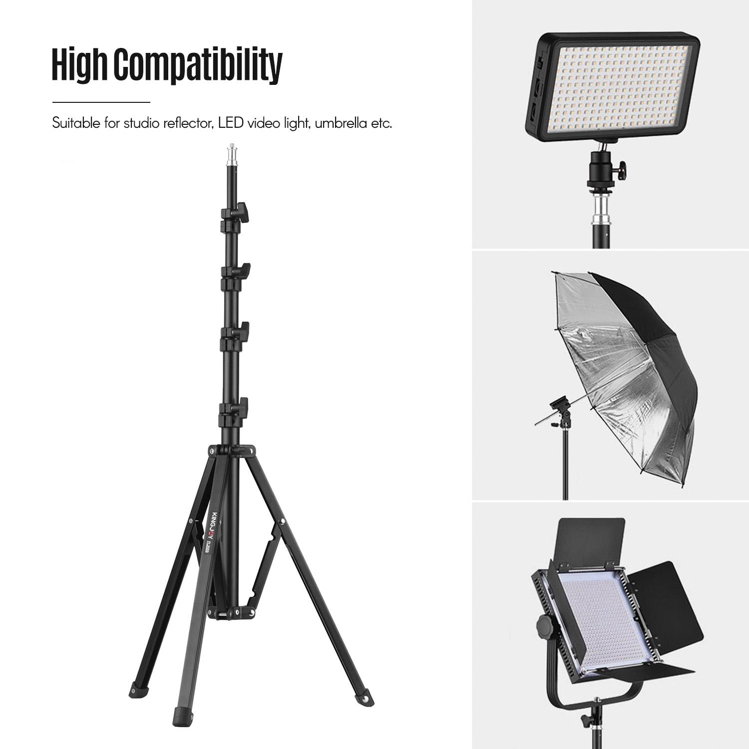 

KINGJOY FL2009 Adjustable Metal Tripod Light Stand 10kg 22lbs Load Capacity 1 4 Inch Screw Max. Height 182cm 6ft for чёрный
