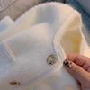 GMXIA Small Fragrant Gold Button White Mink Cashmere Knitted Cardigan Women Spring Soft Soft Sweater Coat Coat Winter