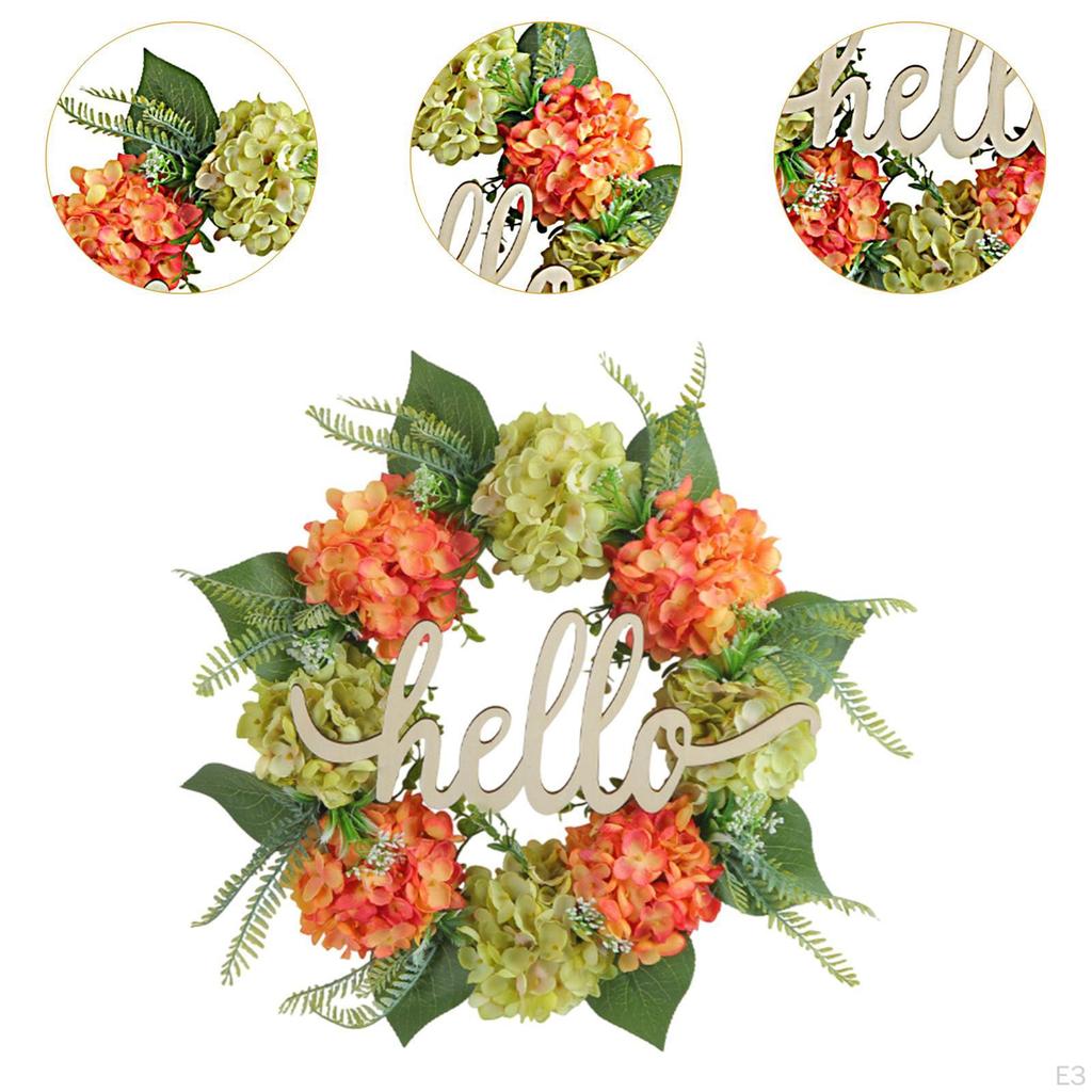 Artificial Door Spring Crown with Hello Sign Collection Creative Decoration for The Home Window