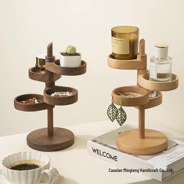 

Wooden Multi-layer Rotating Key and Ornament Storage Rack Pine Natural Color