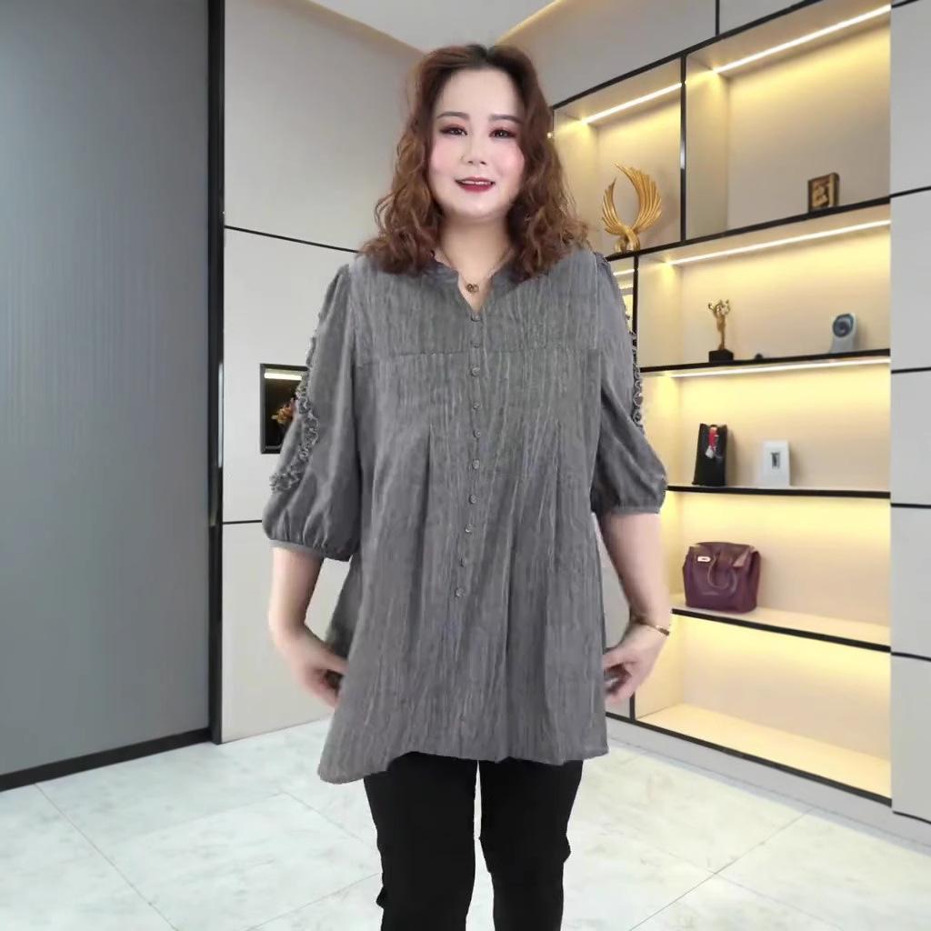 

2025 Summer Cotton Linen Loose Fit Plus Size Women’s Shirt 3XL (160-180 lbs)