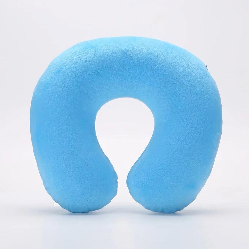 1PC U-shaped Travel Pillow Portable Lazy Inflatable Neck Cervical Support Short Plush Office Sleep Essentials