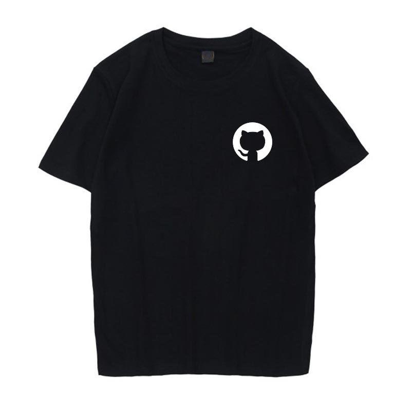 Футболка Github 2025 с круглым вырезом, персонализированный программист, осьминог, кот, простой принт, мужская футболка, свободный повседневный топ S