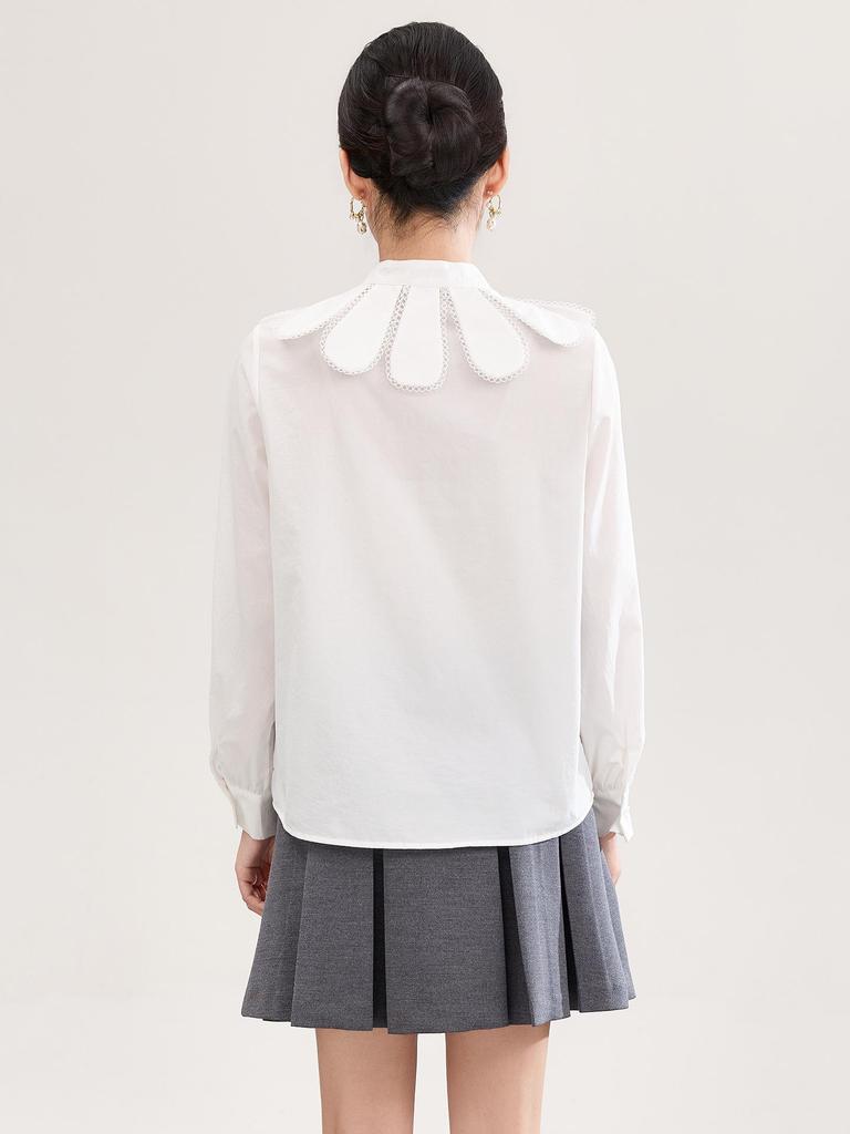 Nanyou Elegant French Petal Collar Women's Spring Shirt