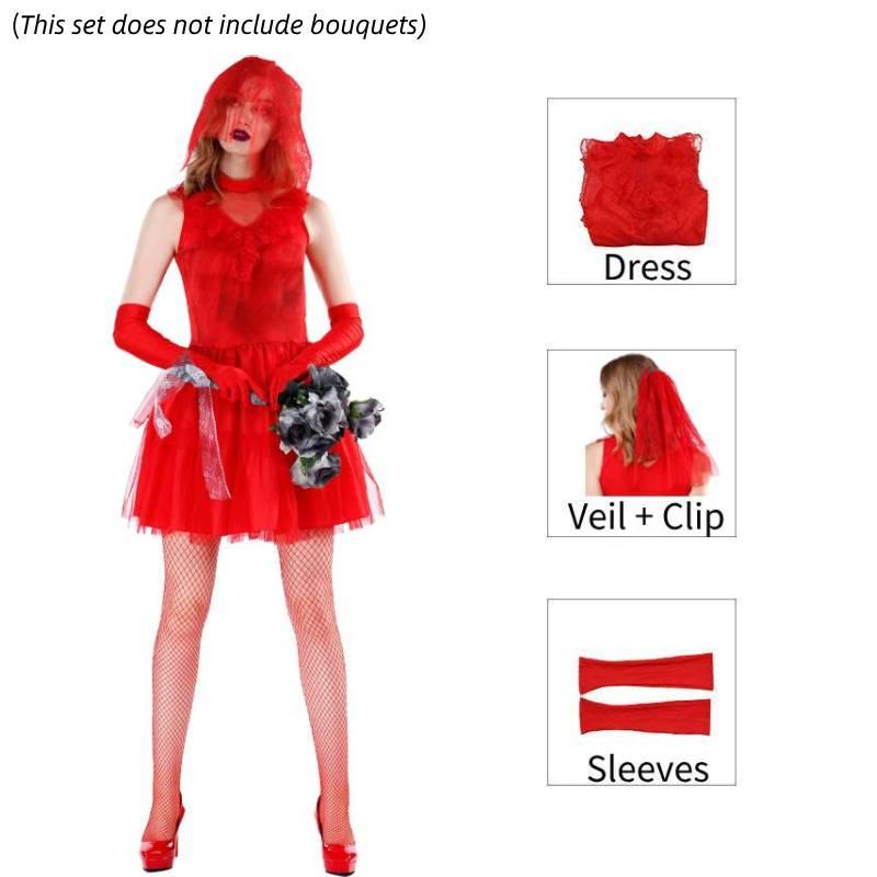 Adult Halloween Ghost Bride Costume In Red For Game Anime Cosplay