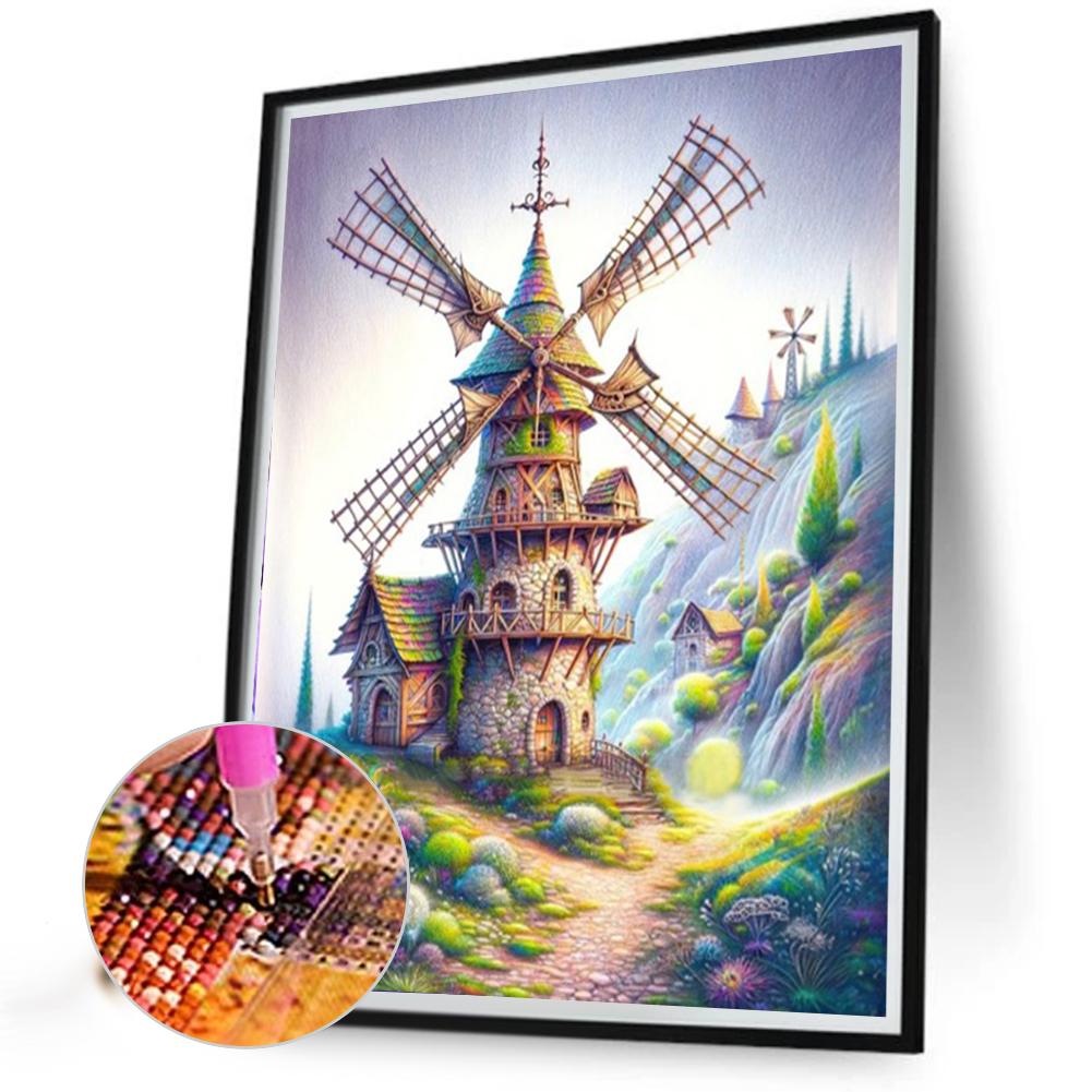

5D-Diamantgemälde zum Selbermachen runder Bohrer teilweise AB Windmühle Kunst-De