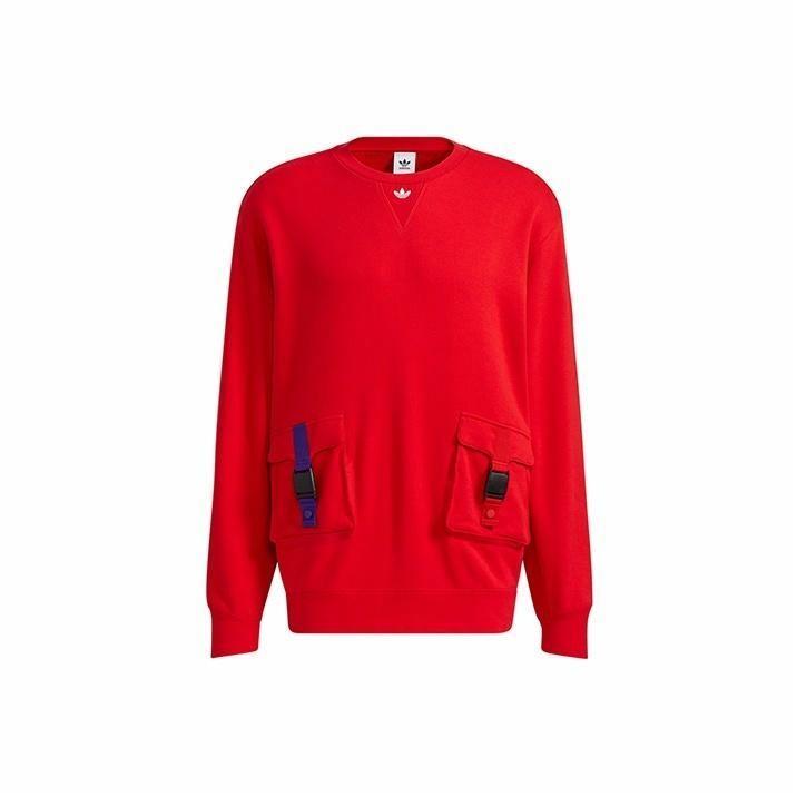 adidas Originals Pullover Hoodie with Workwear Pockets for Men, Red M