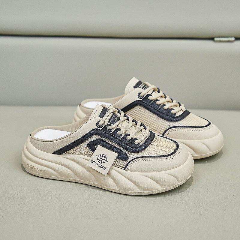 New Muffin Shoes Women's New INS Platform Casual Women's Shoes Mesh Breathable Half Slippers Board Shoes