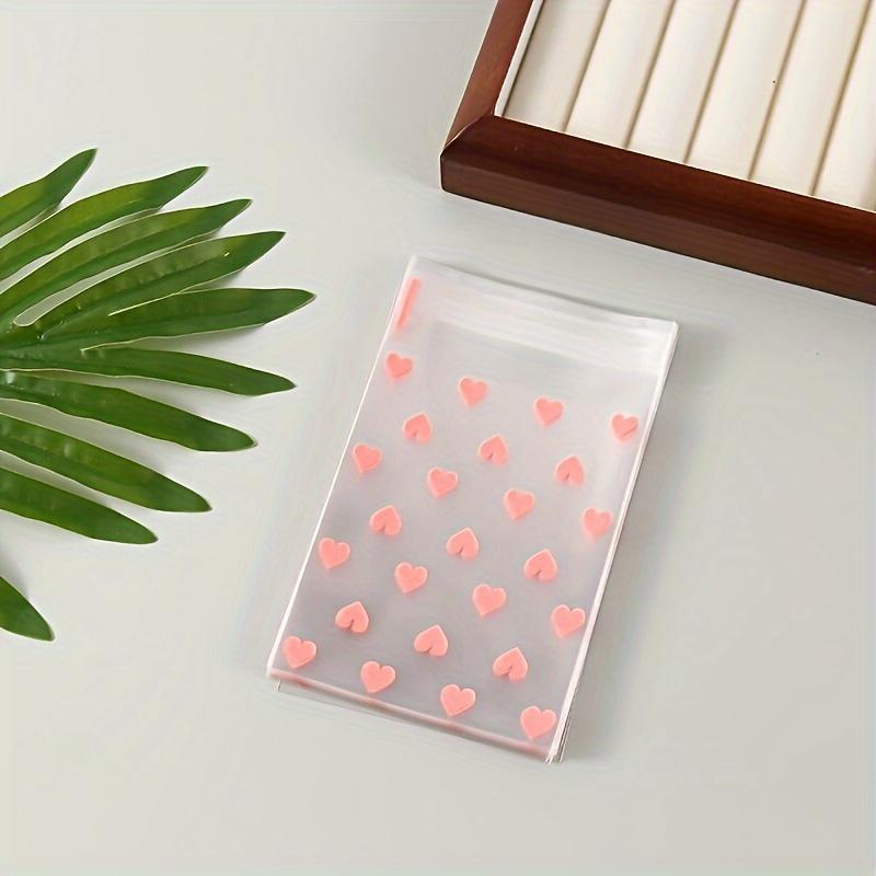 50 st Återanvändbara Rosa Hjärtformade Självhäftande Påsar | Perfekta för Festpåsar, Grattiskort och Små Presentförpackningar
