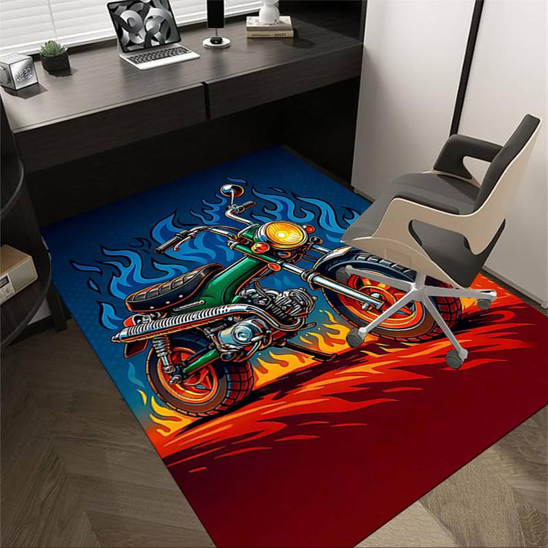 

1PC motorcycle flames Extra Large Non-Slip Floor carpet, Office, family, bedroom, Studio - Large Area Rug Indoor Rugs, Vibrant Colors-W268 60cm by 90cm