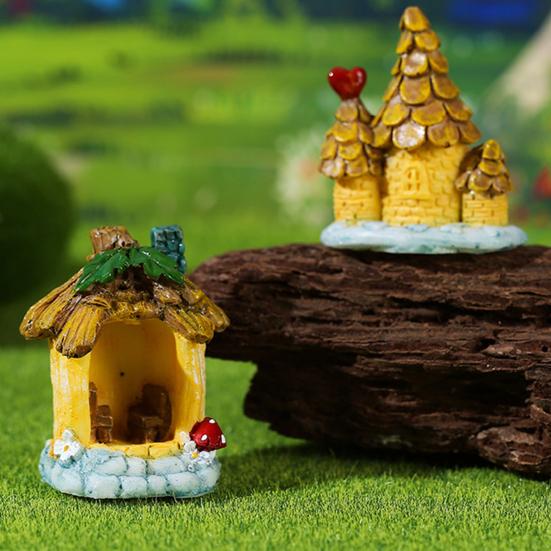 Micro Landscape Ornaments Resin Fairy Garden Accessories Small Wooden Tree Houses for Plants Fish Tank Decor DIY Scenes Cake