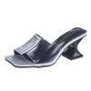 Women's Shoes Summer Transparent Film Slippers Color Matching Half Drag Sandals Open Toe Thick Heels