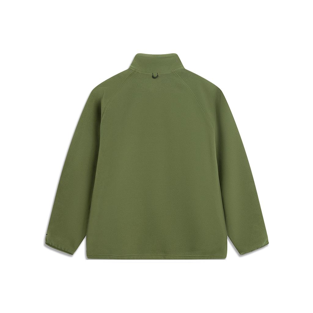 Li Ning Outdoor CF Moisture Wicking Warm Fleece Loose Pullover Letter Raglan Long Sleeve Stand Collar Fleece Jacket Men jackets AWDVE29-3