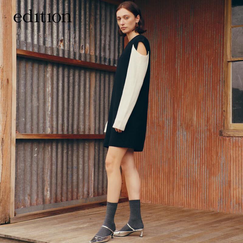 

Edition Traceable Wool & Cashmere Color Block Knit Dress S 160