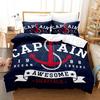 Captain Nautical Anchor Bedding Set Adult Kids Soft Breathable Washable Twin Queen King Size 3D Print Duvet Cove Gift for Boys