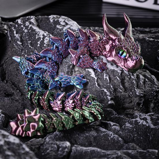 3D Printed Dragon Toy Articulated Dragon Figurine with Movable Joints Stress Relief Fidget Dragon Toy for Students Office Workers