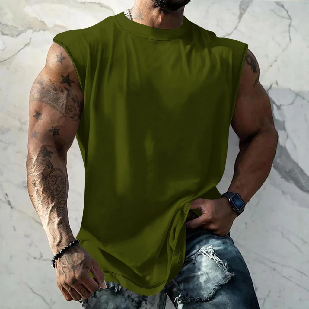 Men Sleeveless Tank Top Muscle Shirt Loose Fit Basic Solid Color Casual Summer Workout Vest for Daily Use