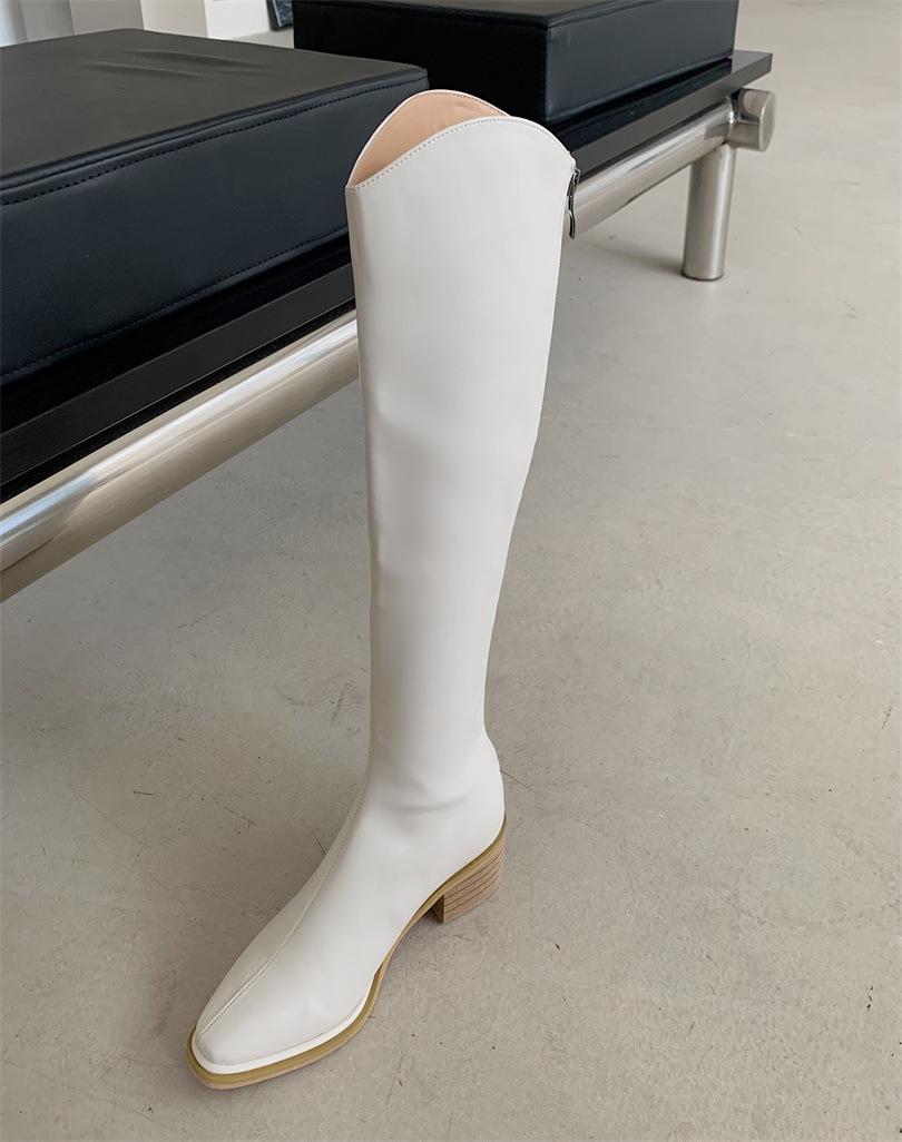 

2025 autumn thick heel medium heel high boots women s foreign trade but knee boots Martin boots 39 білий