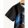 2-piece boys' short sleeved shorts blue flame wolf print set casual sports versatile round neck T-shirt set