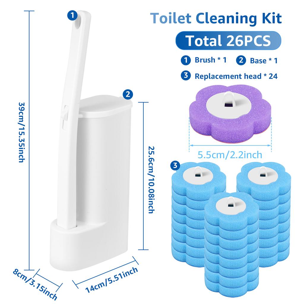 Disposable Toilet Brush Cleaner With Long Handle With Replaceable Brush Head WC Cleaning Brush Bathroom Accessories