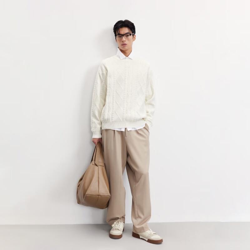 JACK&JONES Men's 2025 Loose Fit Round Neck Knit Sweater