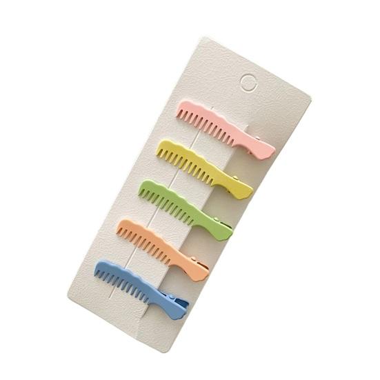 

5Pcs Girl Hairpin Simulated Comb Design Candy Color Strong Grip Bang Hair Pins Summer Hair Accessory A