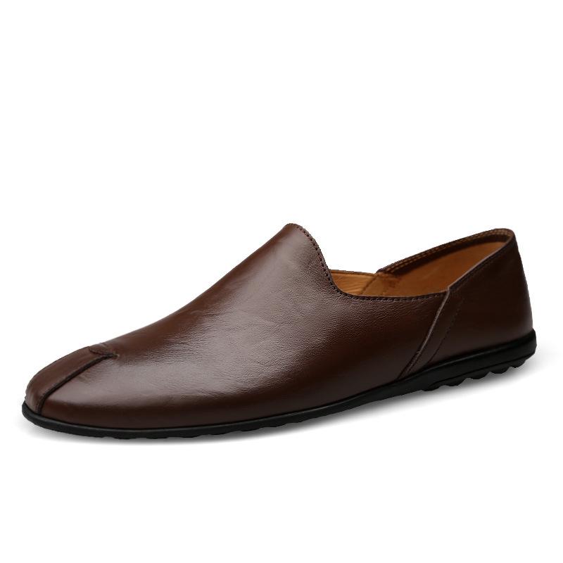 Men's Plus Size Cowhide Loafers - Autumn Slip-on Casual Driving Shoes