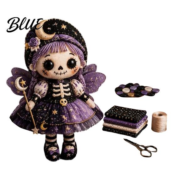 Halloween Sewing Project Skeleton Witch Patchwork Kit Gothic Girl Doll DIY Step-by-step Tutorial Kit for Adults Teens Handmade Gift Beginners