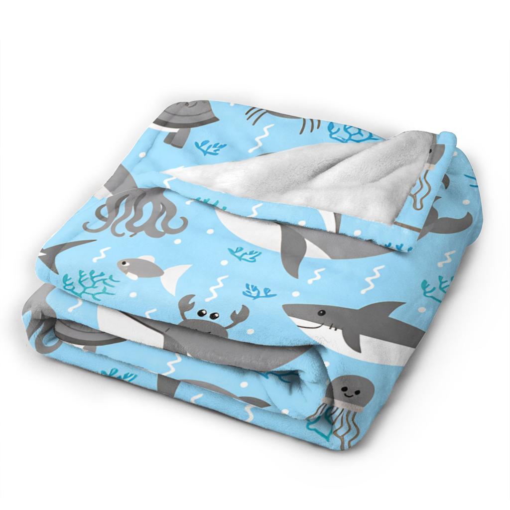 Cute Sharks Blankets Quality Warm  Throw Blanket Autumn Travel Office Couch Chair Sofa Bed Novelty Bedspread