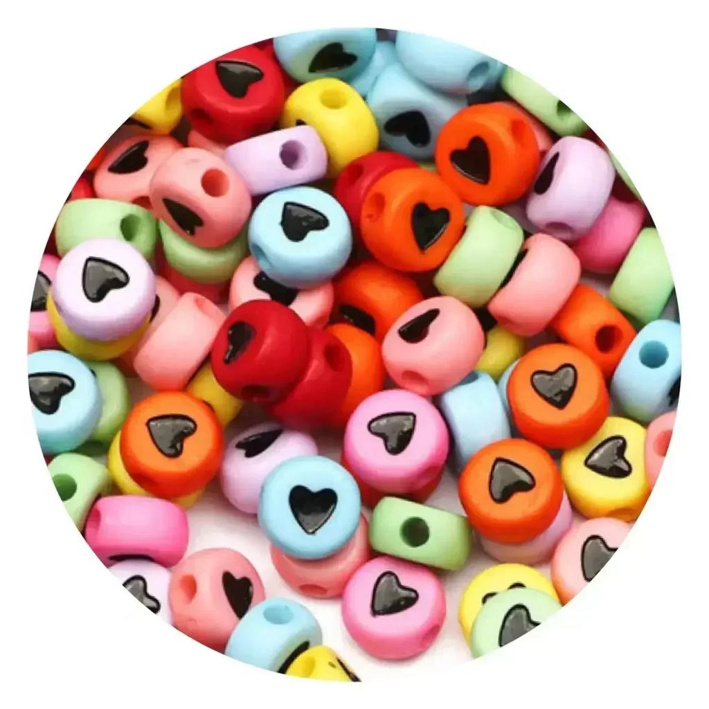 100-500PCS Love Heart Beads Acrylic Colorful Loose Spacer Beads for Jewelry Making DIY Handmade Bracelet Earrings Accessories