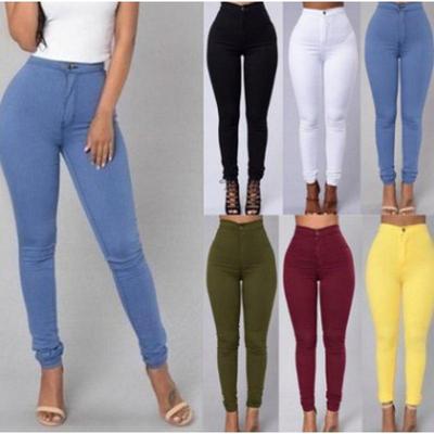 2023 European & American Women's High Waist Elastic Seamless Skinny Pants