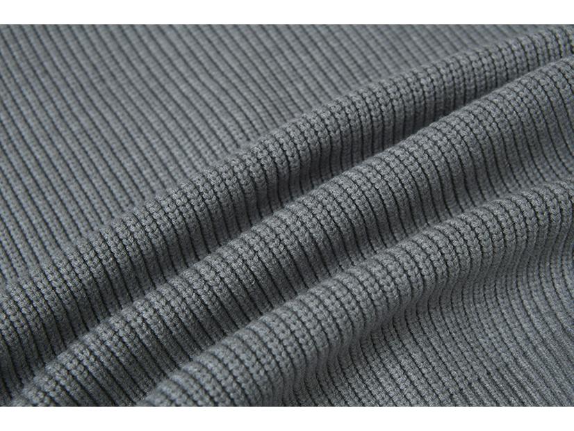 Pánský jednobarevný pletený kardigan na zip s dlouhým rukávem - Podzim/Zima