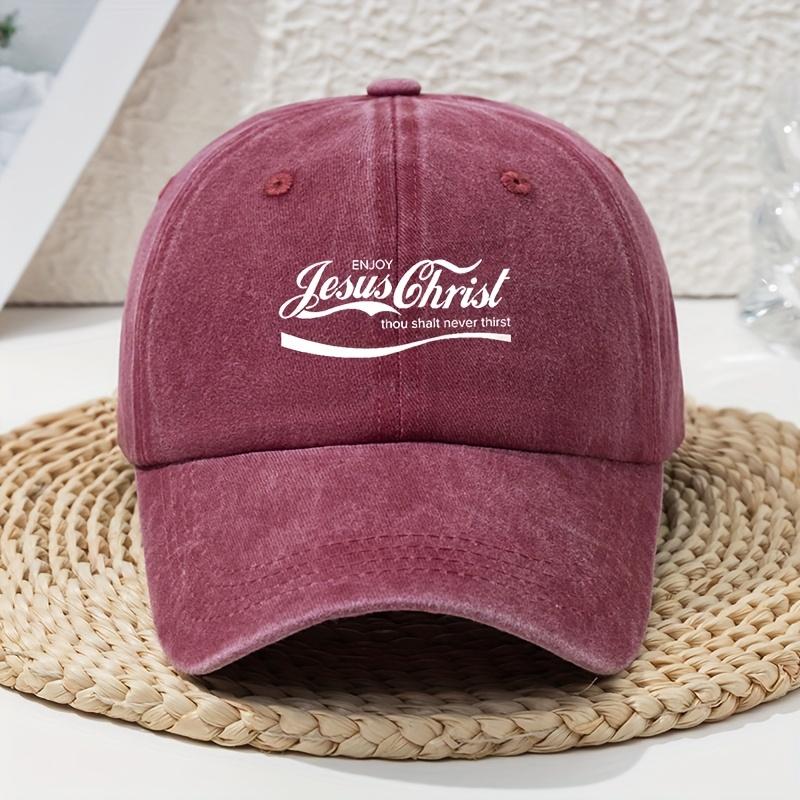 Jesus Christ White Letter Print Old Washed Baseball Cap Unisex Dad Hat Outdoor Sun Hat