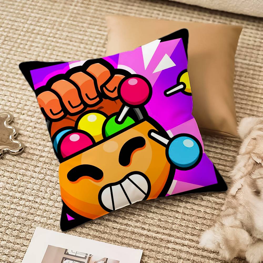 B-Brawl Anime S-Stars Pillow Case Anti-dustmite Pillowcase Invisible Zipper Silky Short Plush Sofa Cushion Cover