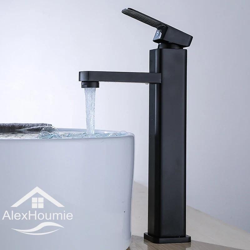 Basin Sink Bathroom Faucet Deck Mounted Hot Cold Water Basin Mixer Taps Black Lavatory Sink Tap 2025