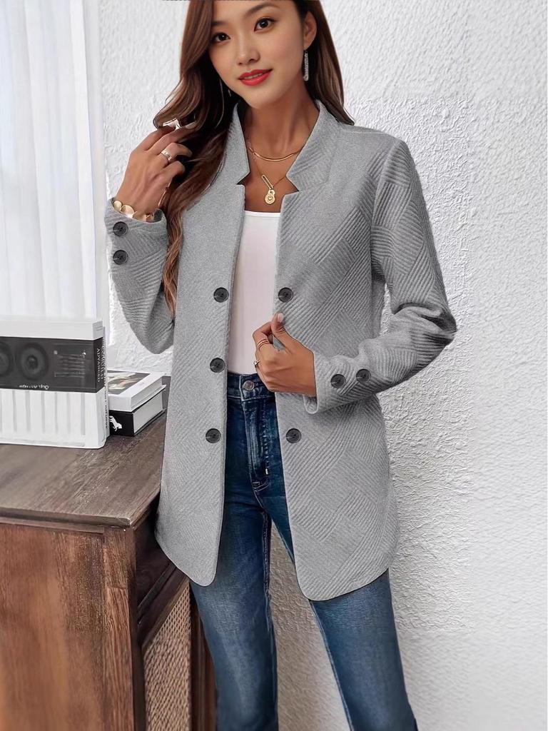 2025 Autumn/Winter European & American Women's Three-Button Double-Breasted Coat